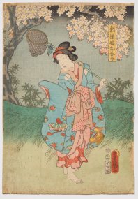 Utagawa Kunisada, Rybářova dcera Onami, 1856, barevný dřevořez, NGP